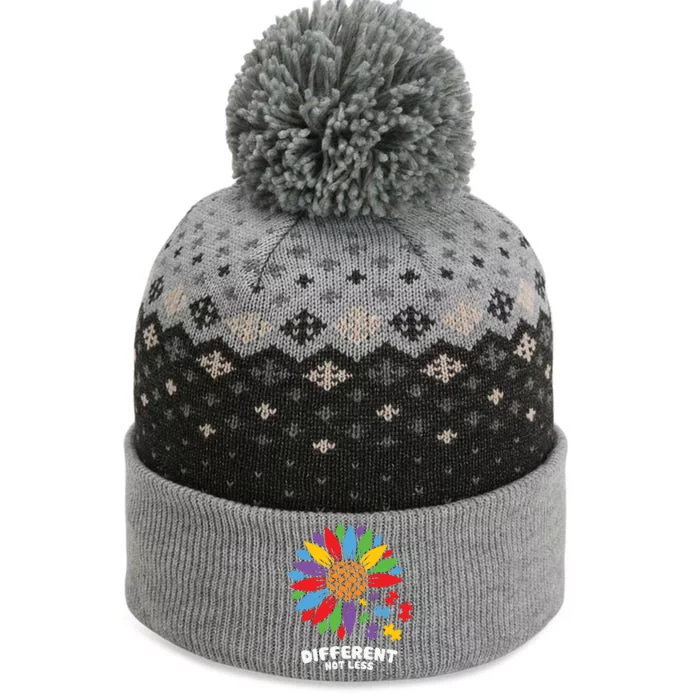 Different Not Less Sunflower Puzzle Autism Awareness Month The Baniff Cuffed Pom Beanie