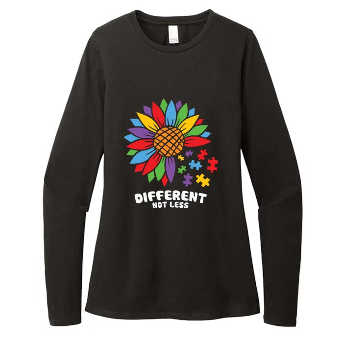 Different Not Less Sunflower Puzzle Autism Awareness Month Womens CVC Long Sleeve Shirt