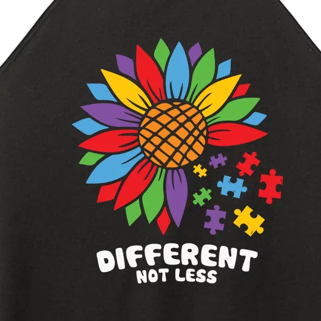 Different Not Less Sunflower Puzzle Autism Awareness Month Women’s Perfect Tri Rocker Tank