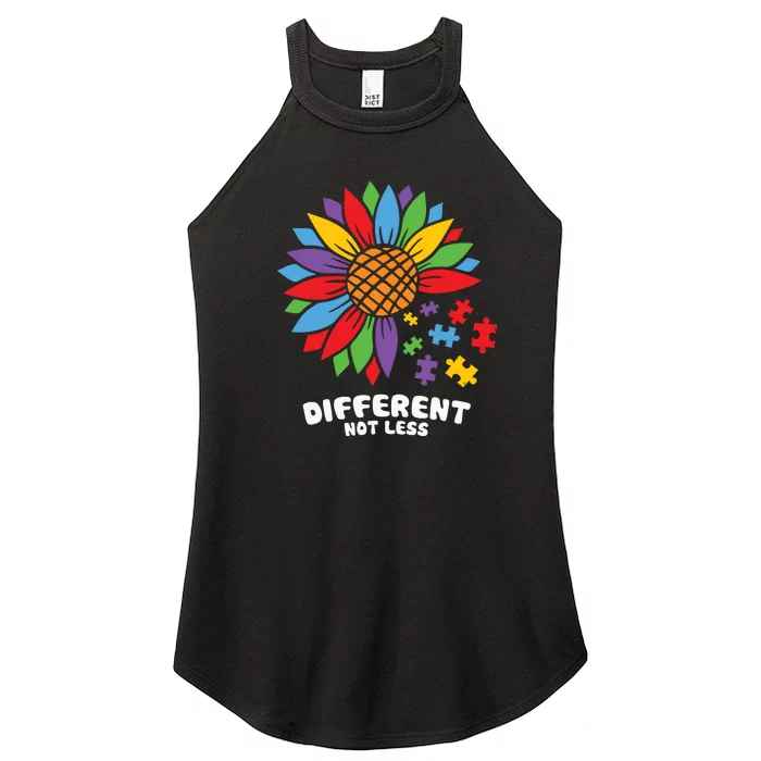 Different Not Less Sunflower Puzzle Autism Awareness Month Women’s Perfect Tri Rocker Tank