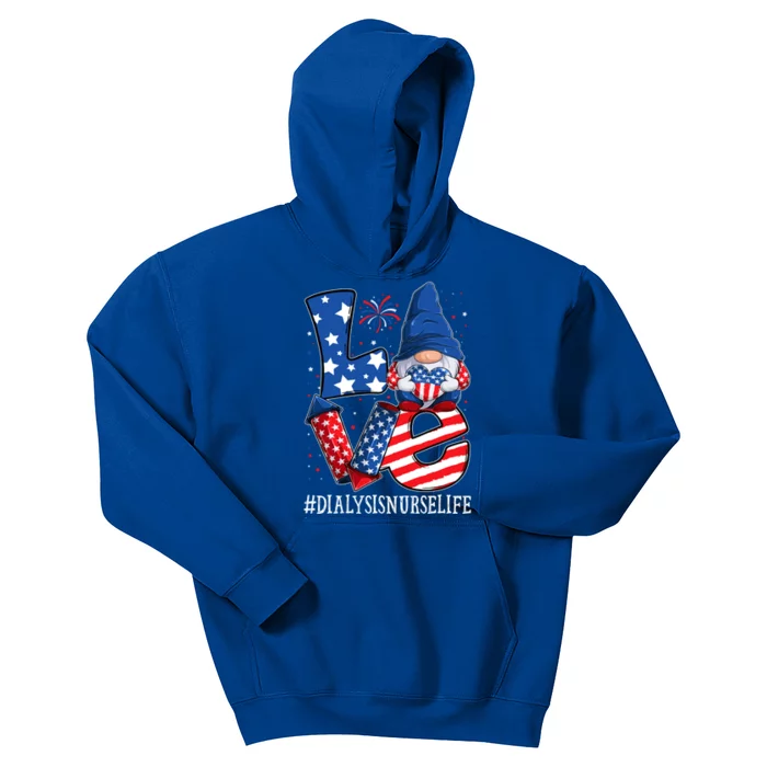 Dialysis Nurse Love 4th Of July Gnome Usa Patriotic Cute Gift Kids Hoodie