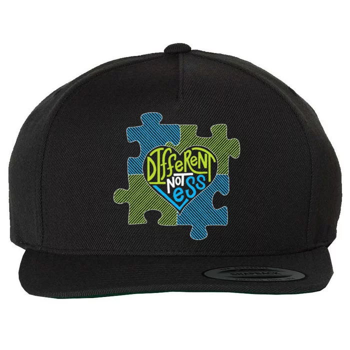 Different Not Less Autism Puzzle Piece Wool Snapback Cap