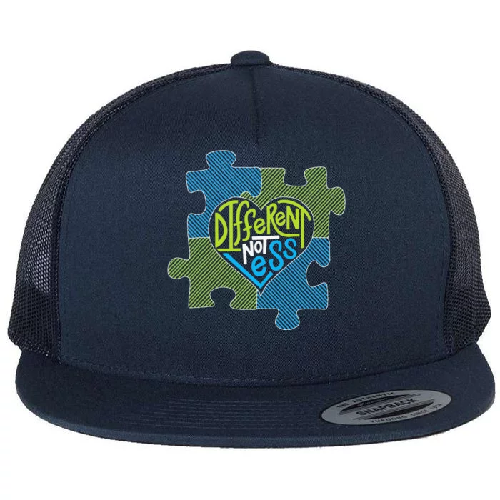 Different Not Less Autism Puzzle Piece Flat Bill Trucker Hat