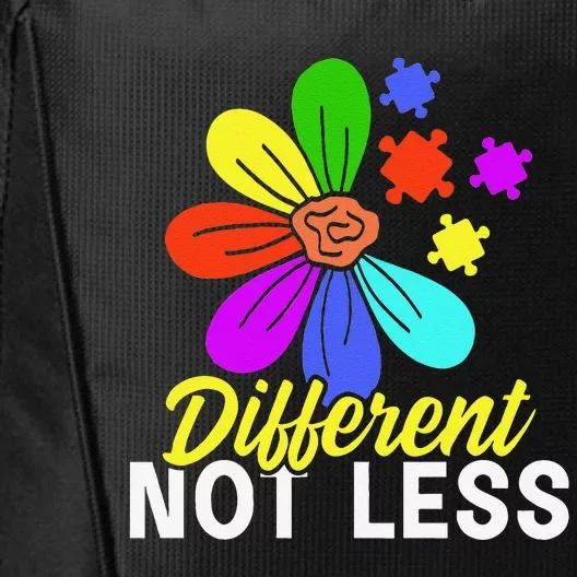 Different Not Less Puzzle Flower Autism Awareness City Backpack