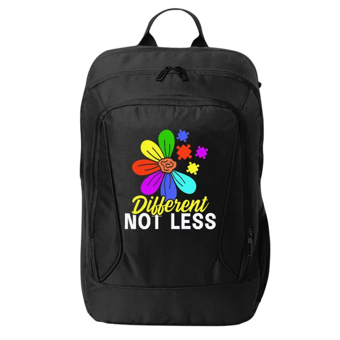 Different Not Less Puzzle Flower Autism Awareness City Backpack