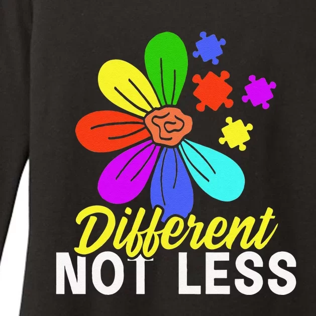 Different Not Less Puzzle Flower Autism Awareness Womens CVC Long Sleeve Shirt