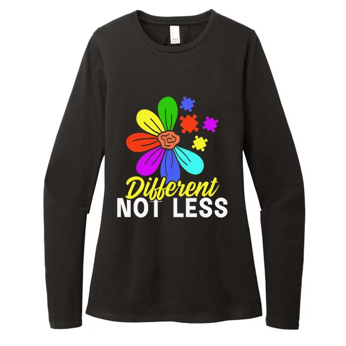 Different Not Less Puzzle Flower Autism Awareness Womens CVC Long Sleeve Shirt