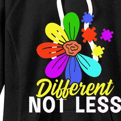 Different Not Less Puzzle Flower Autism Awareness Women's Fleece Hoodie