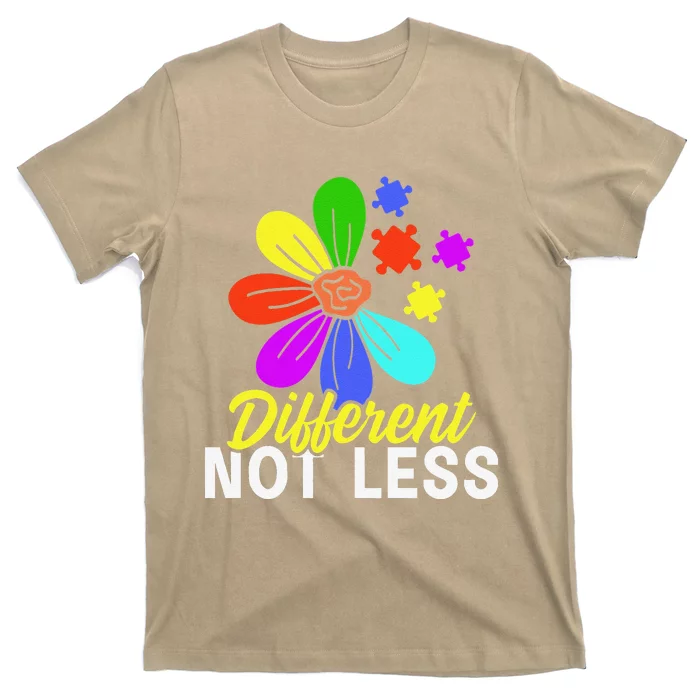 Different Not Less Puzzle Flower Autism Awareness T-Shirt