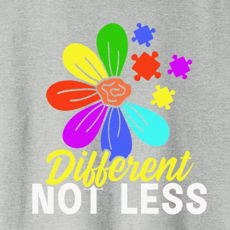 Different Not Less Puzzle Flower Autism Awareness Women's Crop Top Tee