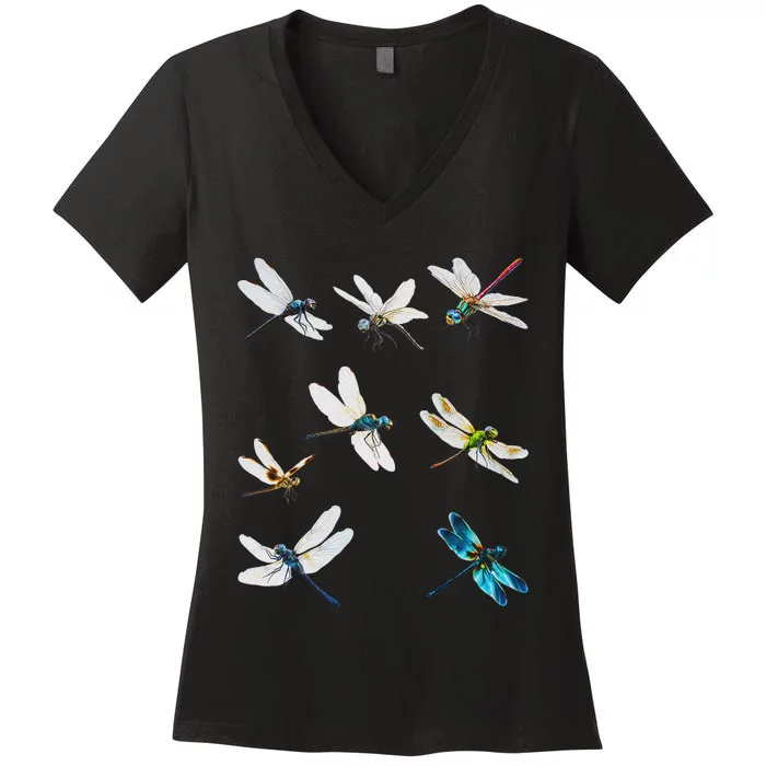 Dragonfly Natural Mosquito Repellent Bugs Free Women's V-Neck T-Shirt