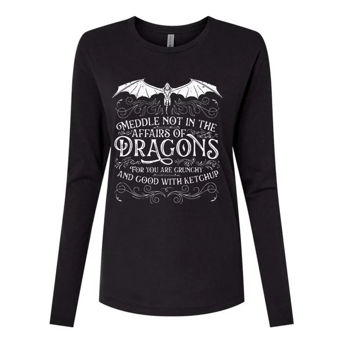 Do Not Meddle In The Affairs Of Dragons Fantasy Art Womens Cotton Relaxed Long Sleeve T-Shirt