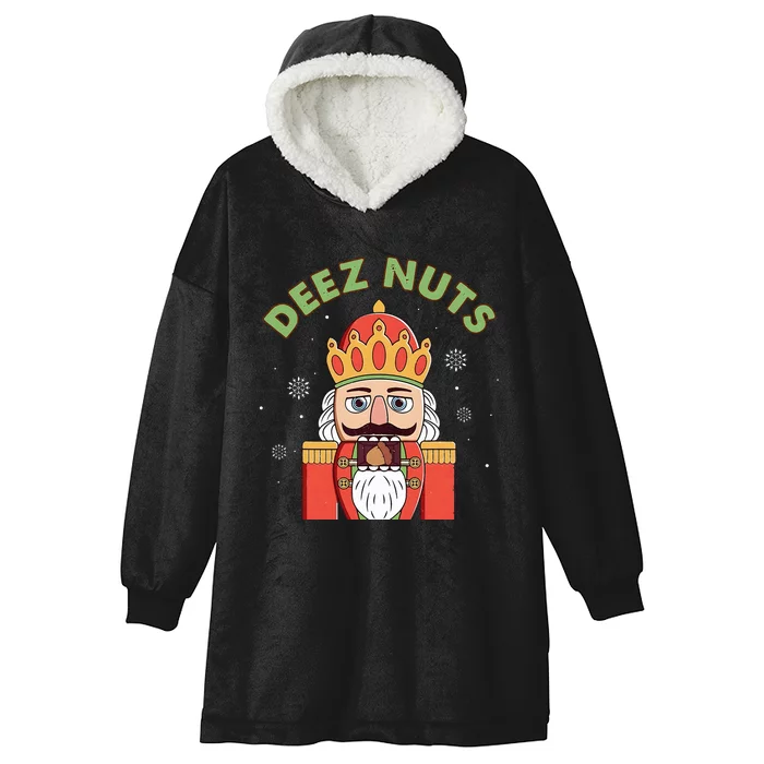 Deez Nuts Nutcracker Nut Funny Christmas Pjs Hooded Wearable Blanket