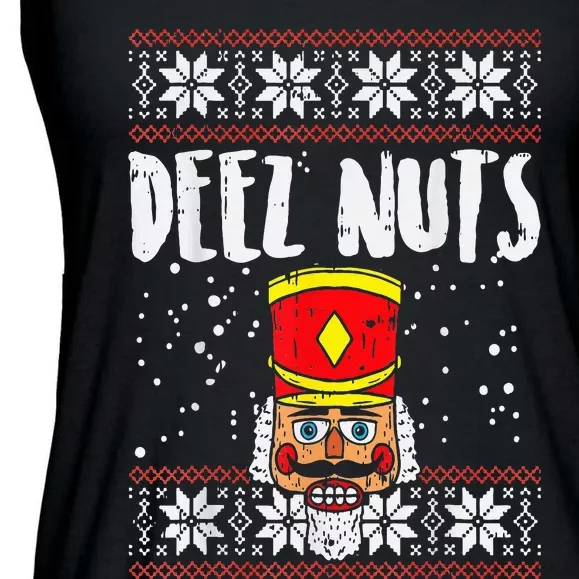 Deez Nuts Nutcracker Funny Ugly Christmas Sweater Meme Gift Ladies Essential Flowy Tank