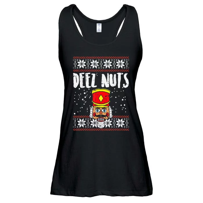 Deez Nuts Nutcracker Funny Ugly Christmas Sweater Meme Gift Ladies Essential Flowy Tank