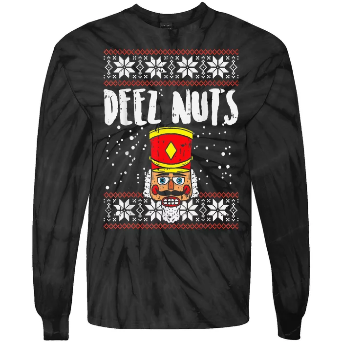 Deez Nuts Nutcracker Funny Ugly Christmas Sweater Meme Gift Tie-Dye Long Sleeve Shirt