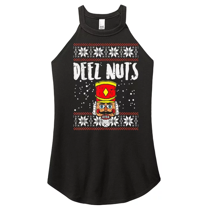 Deez Nuts Nutcracker Funny Ugly Christmas Sweater Meme Gift Women’s Perfect Tri Rocker Tank