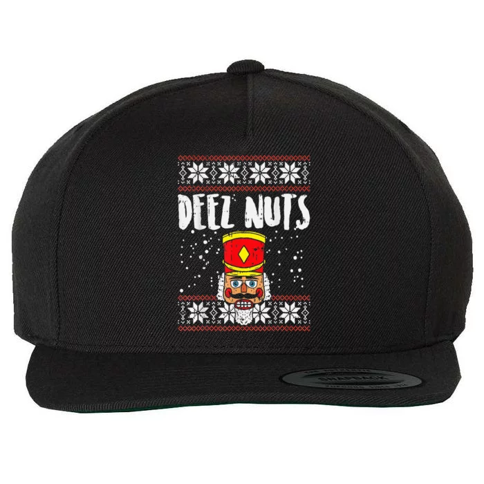 Deez Nuts Nutcracker Funny Ugly Christmas Sweater Meme Gift Wool Snapback Cap