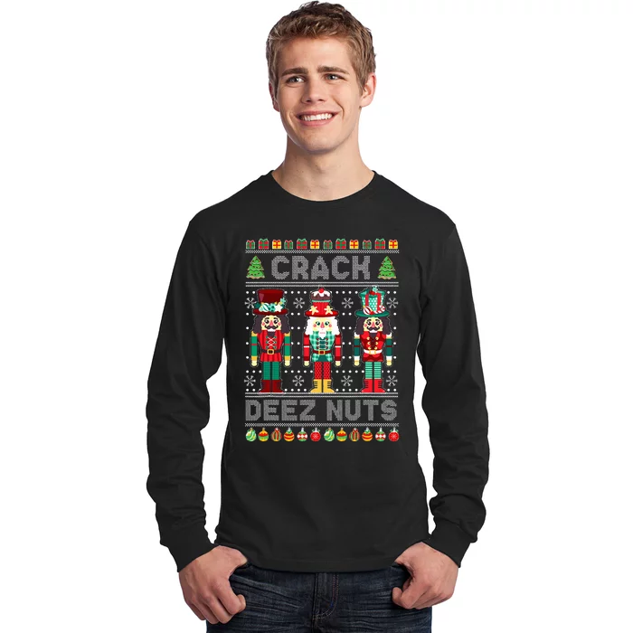 Deez Nuts Nutcracker Funny Ugly Christmas Sweater Xmas Long Sleeve Shirt