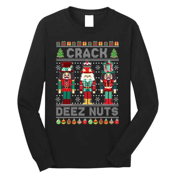 Deez Nuts Nutcracker Funny Ugly Christmas Sweater Xmas Long Sleeve Shirt