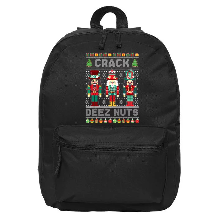 Deez Nuts Nutcracker Funny Ugly Christmas Sweater Xmas 16 in Basic Backpack