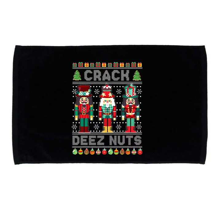 Deez Nuts Nutcracker Funny Ugly Christmas Sweater Xmas Microfiber Hand Towel