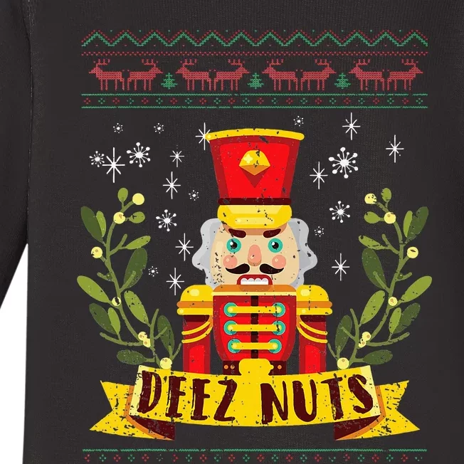 deez nuts nutcracker ugly christmas sweater Baby Long Sleeve Bodysuit