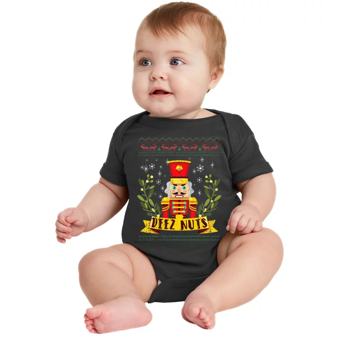 deez nuts nutcracker ugly christmas sweater Baby Bodysuit