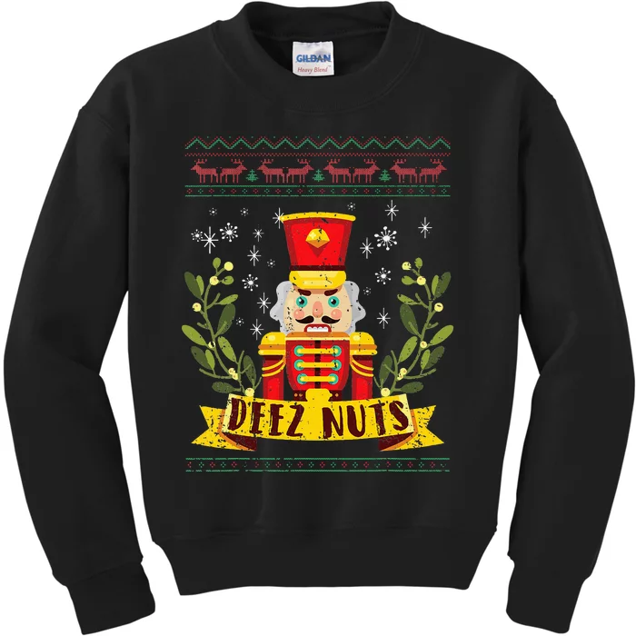 deez nuts nutcracker ugly christmas sweater Kids Sweatshirt