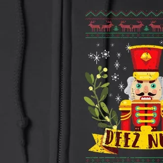 deez nuts nutcracker ugly christmas sweater Full Zip Hoodie