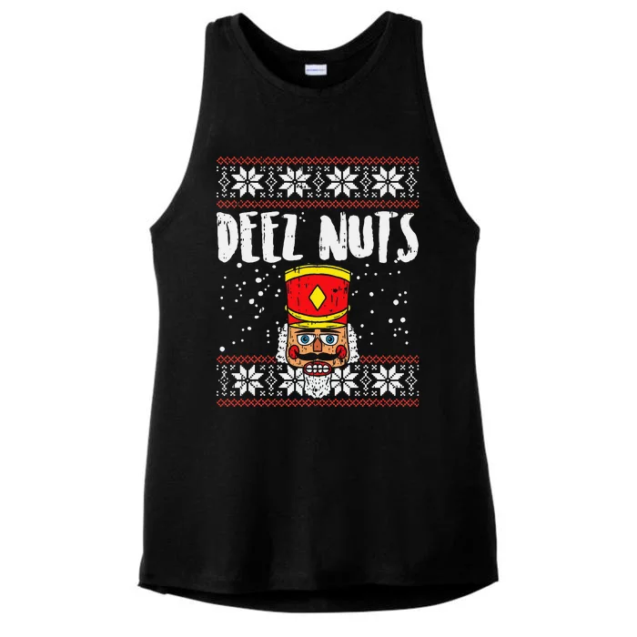 Deez Nuts Nutcracker Funny Ugly Christmas Sweater Ladies Tri-Blend Wicking Tank