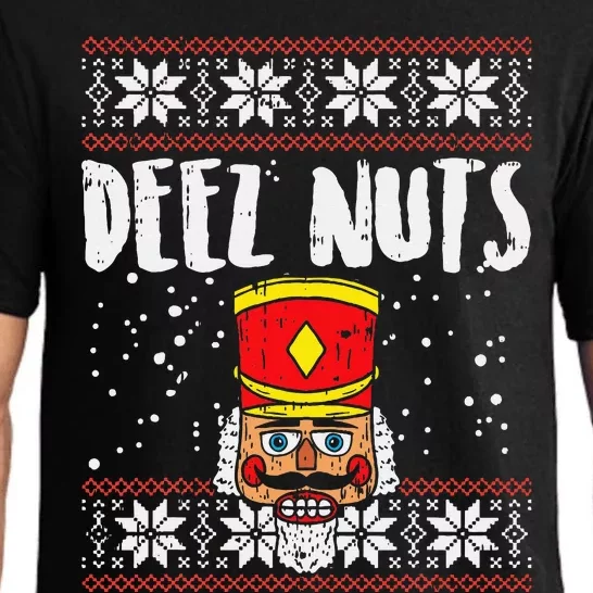 Deez Nuts Nutcracker Funny Ugly Christmas Sweater Pajama Set