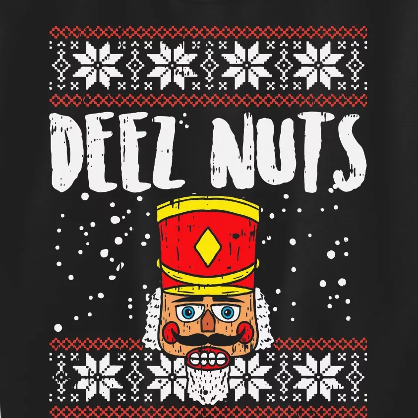 Deez Nuts Nutcracker Funny Ugly Christmas Sweater Kids Sweatshirt