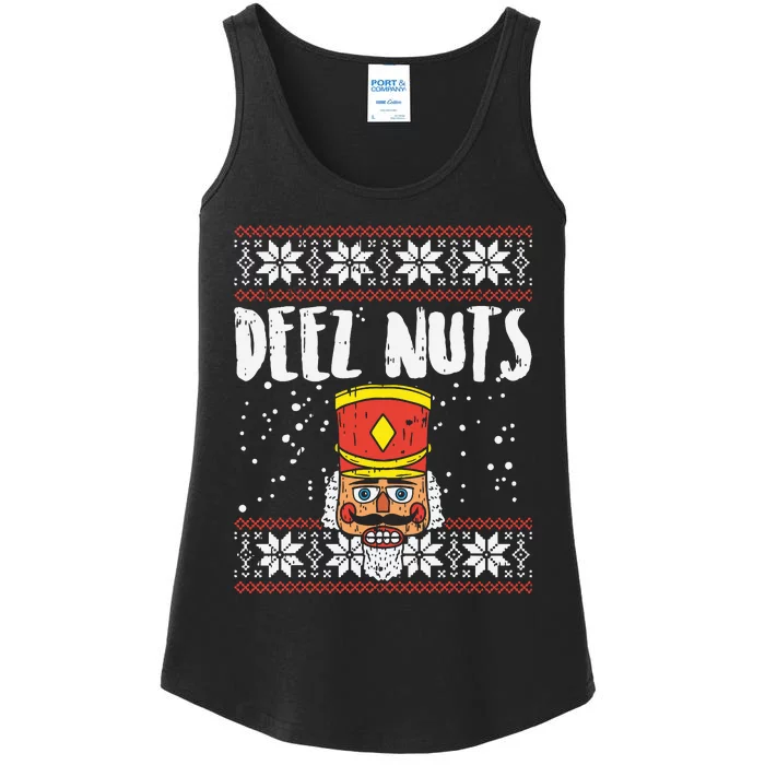 Deez Nuts Nutcracker Funny Ugly Christmas Sweater Meme Gift Ladies Essential Tank