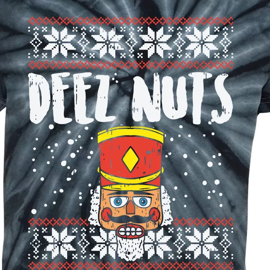 Deez Nuts Nutcracker Funny Ugly Christmas Sweater Meme Gift Kids Tie-Dye T-Shirt