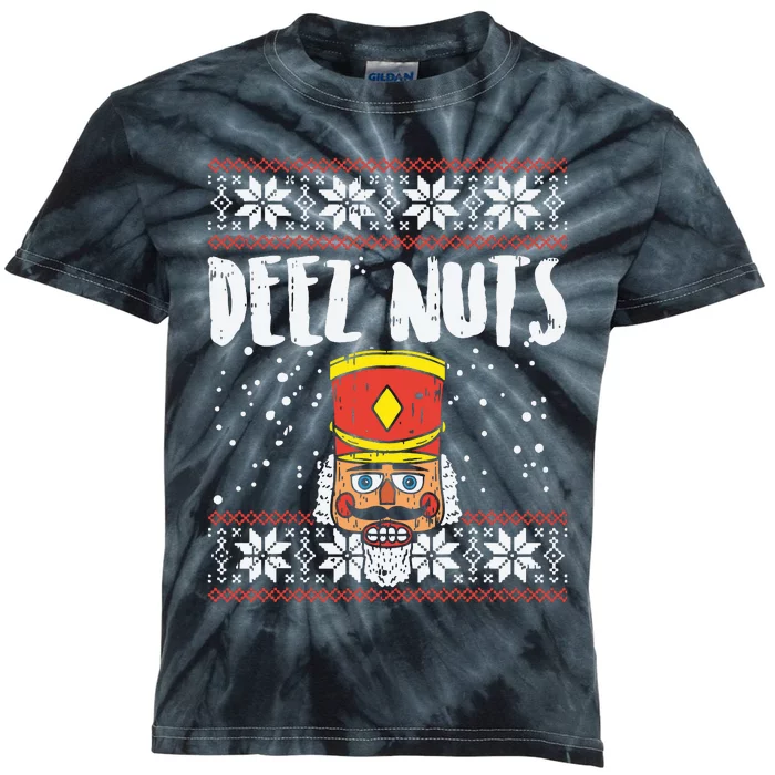 Deez Nuts Nutcracker Funny Ugly Christmas Sweater Meme Gift Kids Tie-Dye T-Shirt