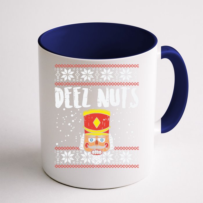 Deez Nuts Nutcracker Funny Ugly Christmas Sweater Meme Gift Front & Back Coffee Mug