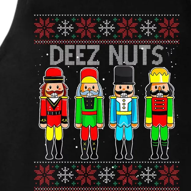 Deez Nuts Nutcracker Ugly Christmas Sweater Funny Xmas Ladies Tri-Blend Wicking Tank