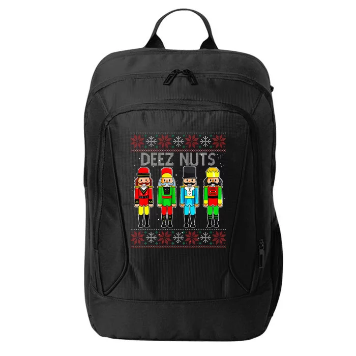 Deez Nuts Nutcracker Ugly Christmas Sweater Funny Xmas City Backpack