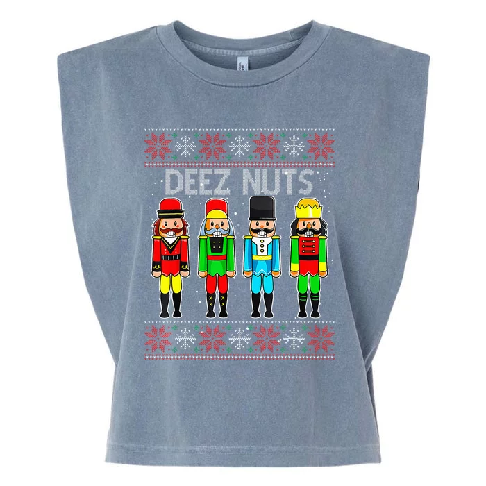 Deez Nuts Nutcracker Ugly Christmas Sweater Funny Xmas Garment-Dyed Women's Muscle Tee