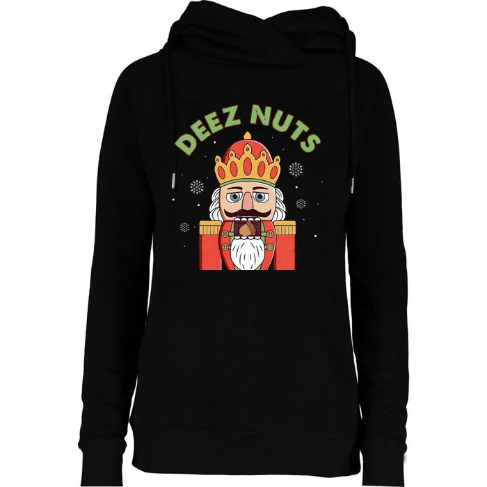 Deez Nuts Nutcracker Nut Christmas Pjs Womens Funnel Neck Pullover Hood