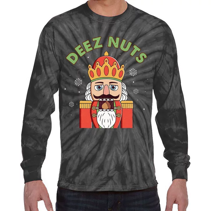 Deez Nuts Nutcracker Nut Christmas Pjs Tie-Dye Long Sleeve Shirt