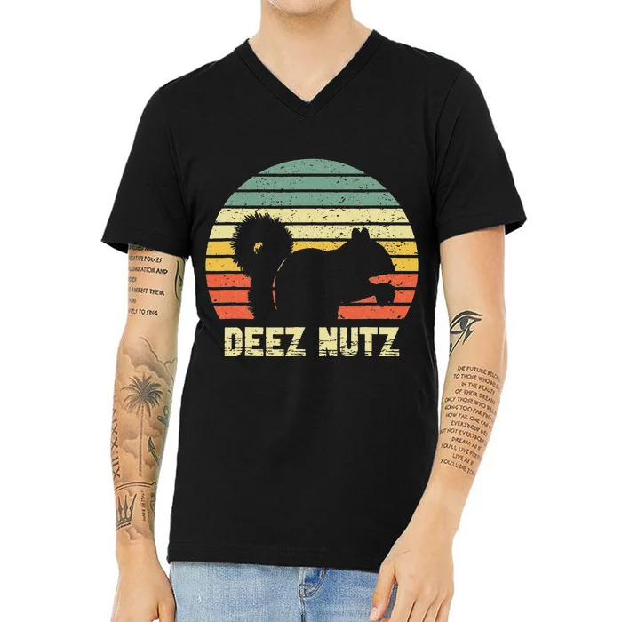 Deez Nuts Nutcracker Squirrel Deez Nutz Deezs Nut Funny V-Neck T-Shirt