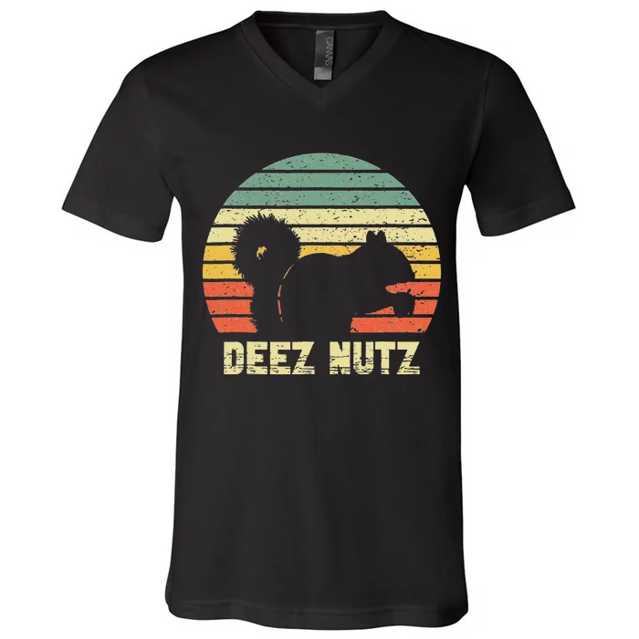 Deez Nuts Nutcracker Squirrel Deez Nutz Deezs Nut Funny V-Neck T-Shirt