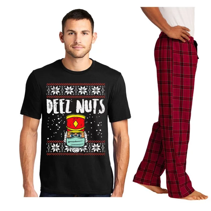 Deez Nuts Nutcracker Face Mask Ugly Xmas Quarantine Pajama Set