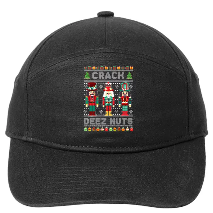 Deez Nuts Nutcracker Funny Ugly Christmas Sweater Xmas 7-Panel Snapback Hat