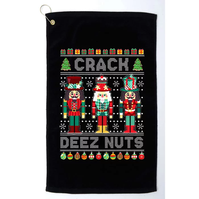 Deez Nuts Nutcracker Funny Ugly Christmas Sweater Xmas Platinum Collection Golf Towel