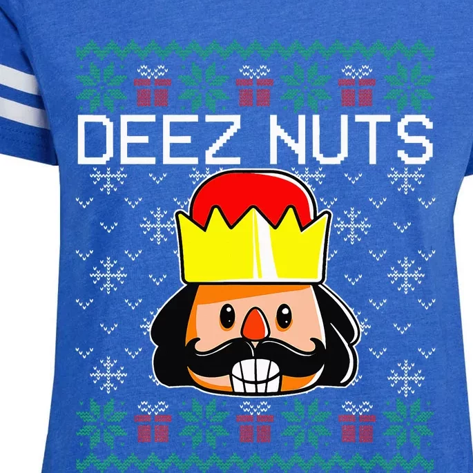 Deez Nuts Nutcracker Ugly Christmas Sweater Meme Enza Ladies Jersey Football T-Shirt