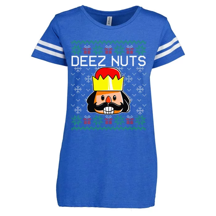 Deez Nuts Nutcracker Ugly Christmas Sweater Meme Enza Ladies Jersey Football T-Shirt