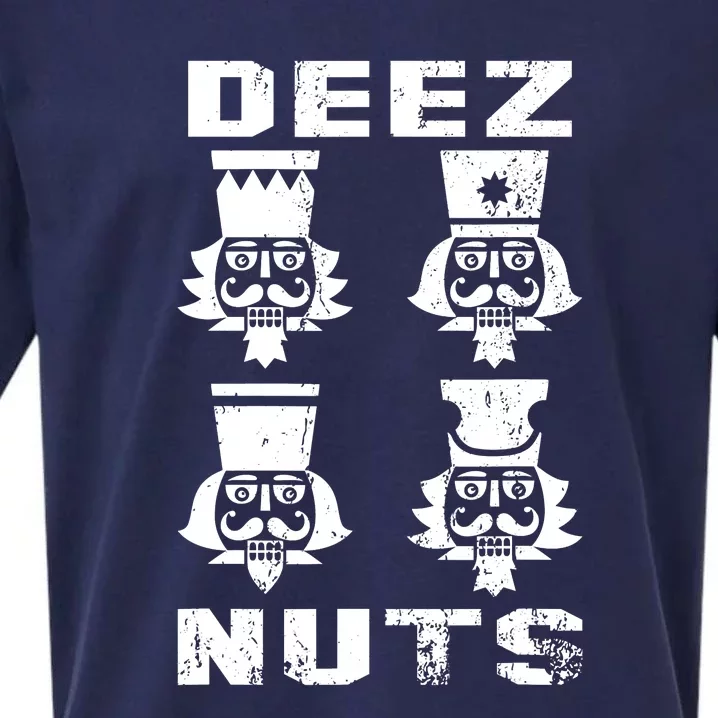 Deez Nuts Nutcracker Funny Ugly Christmas Meme Gift Sueded Cloud Jersey T-Shirt